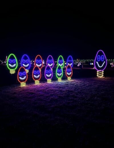 Animated Singing light bulbs in the Magical Lights of Lincoln family produced Christmas lights show at the Lancaster Event Center